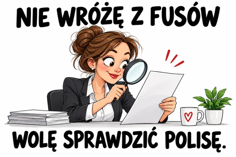 NIE WRÓŻĘ Z FUSÓW — WOLĘ SPRAWDZIĆ POLISĘ. | tabliczka Bogler 30 × 20 cm