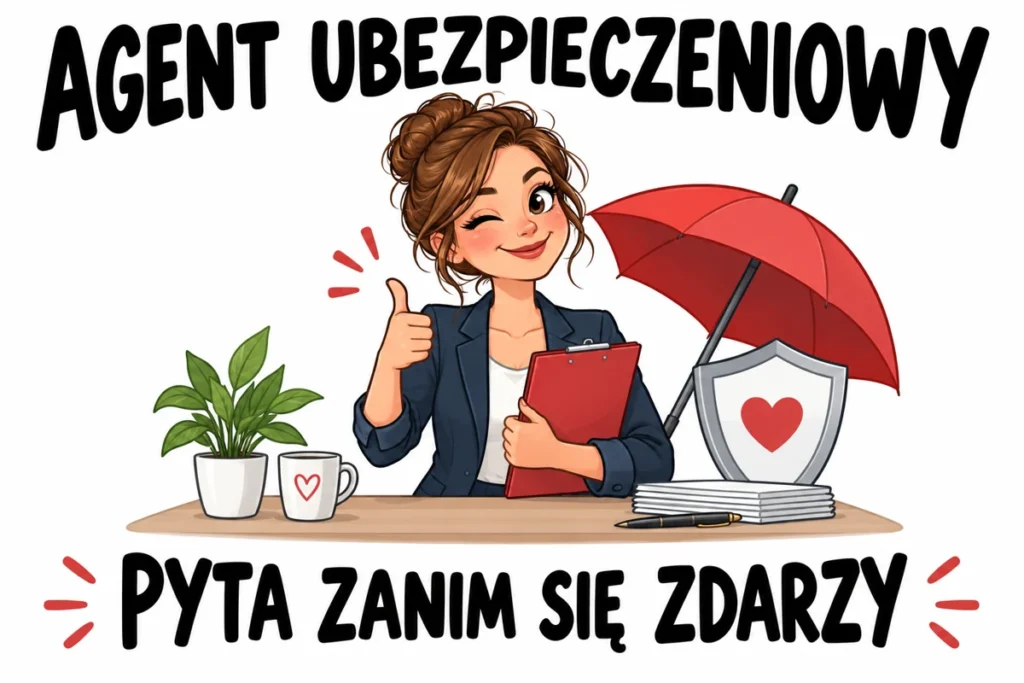 AGENT UBEZPIECZENIOWY — PYTA ZANIM SIĘ ZDARZY | tabliczka Bogler 30 × 20 cm