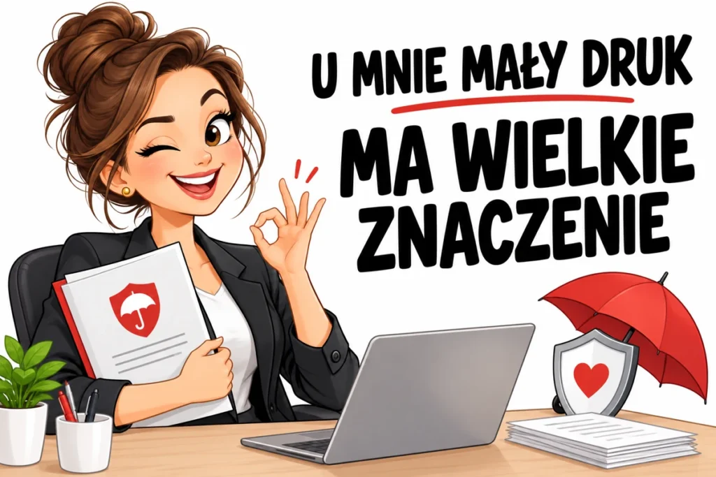 U MNIE MAŁY DRUK — MA WIELKIE ZNACZENIE | tabliczka Bogler 30 × 20 cm