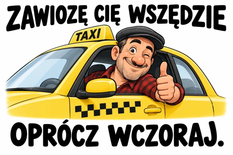 ZAWIOZĘ CIĘ WSZĘDZIE — OPRÓCZ WCZORAJ. | tabliczka Bogler 30 × 20 cm