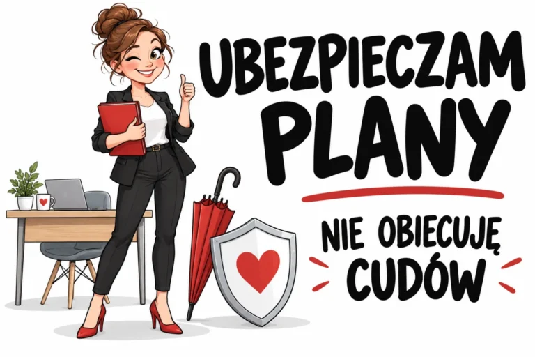 UBEZPIECZAM PLANY — NIE OBIECUJĘ CUDÓW | tabliczka Bogler 30 × 20 cm