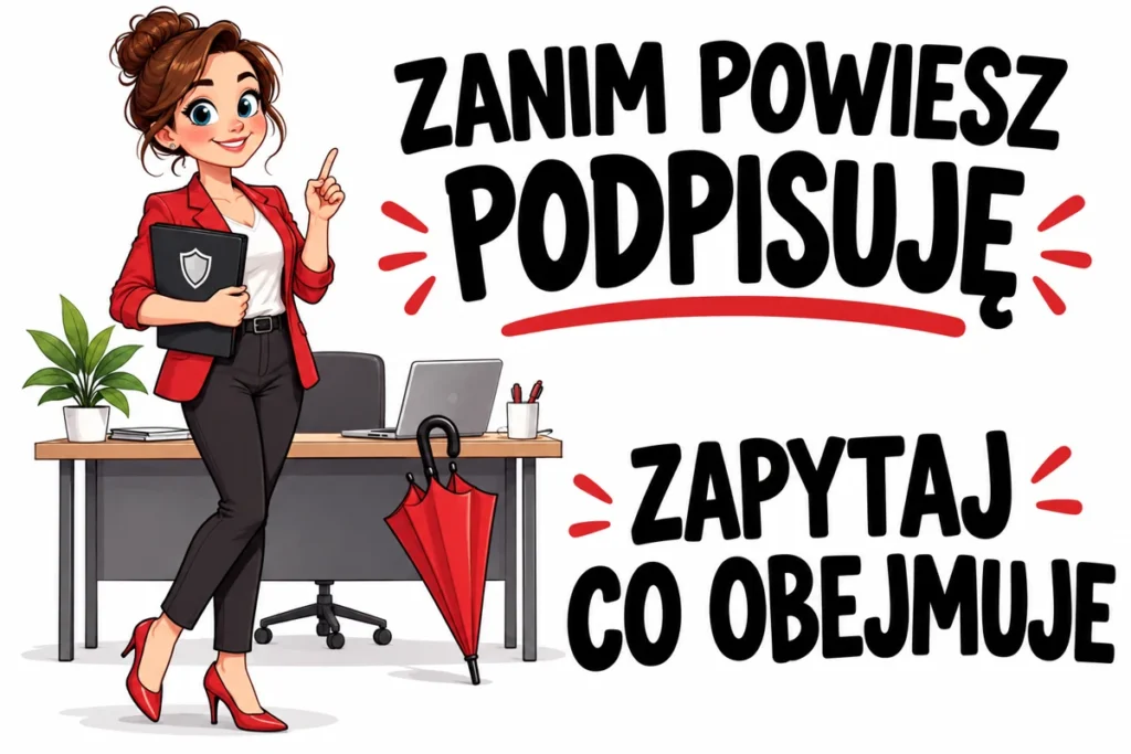 ZANIM POWIESZ PODPISUJĘ — ZAPYTAJ CO OBEJMUJE | tabliczka Bogler 30 × 20 cm