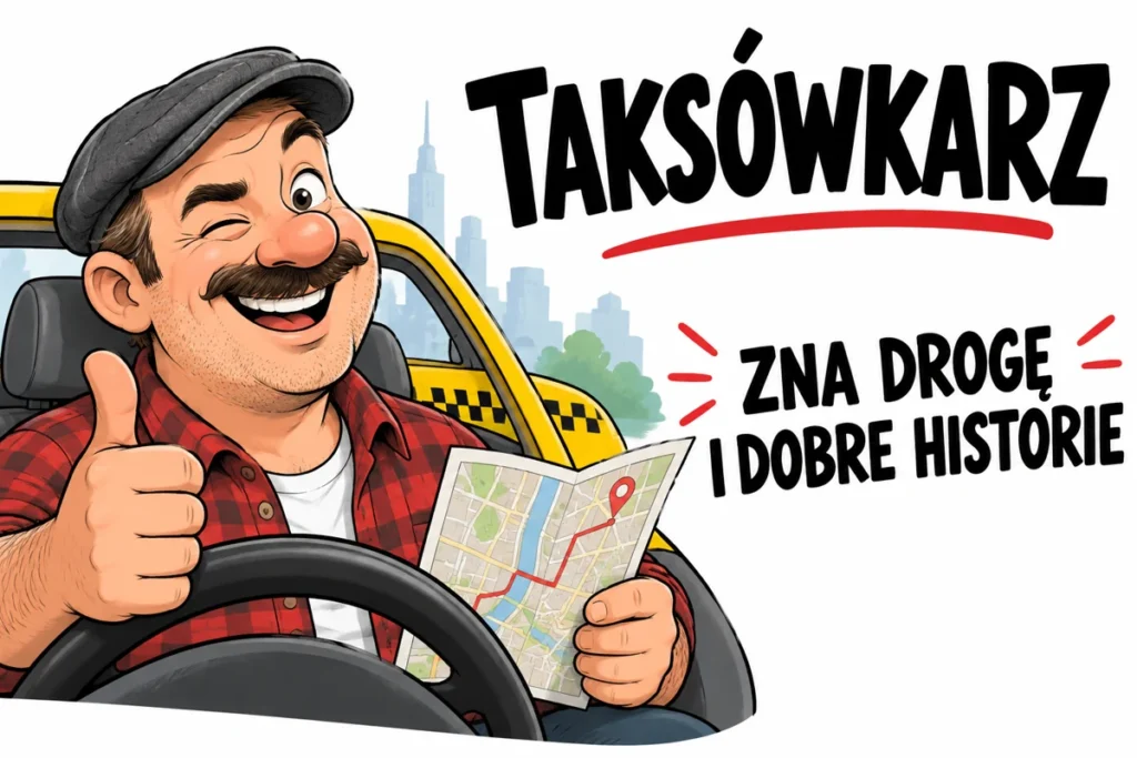 TAKSÓWKARZ — ZNA DROGĘ I DOBRE HISTORIE | tabliczka Bogler 30 × 20 cm