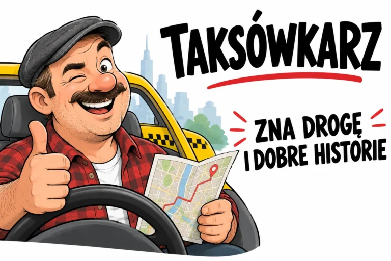 TAKSÓWKARZ — ZNA DROGĘ I DOBRE HISTORIE | tabliczka Bogler 30 × 20 cm