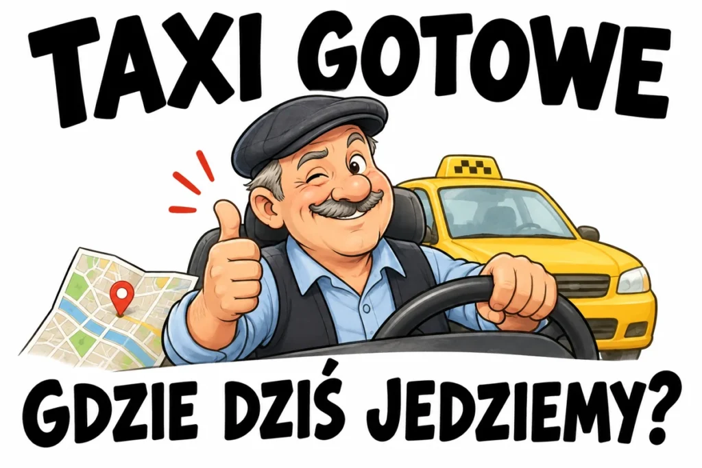 TAXI GOTOWE — GDZIE DZIŚ JEDZIEMY? | tabliczka Bogler 30 × 20 cm