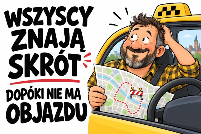 WSZYSCY ZNAJĄ SKRÓT — DOPÓKI NIE MA OBJAZDU | tabliczka Bogler 30 × 20 cm