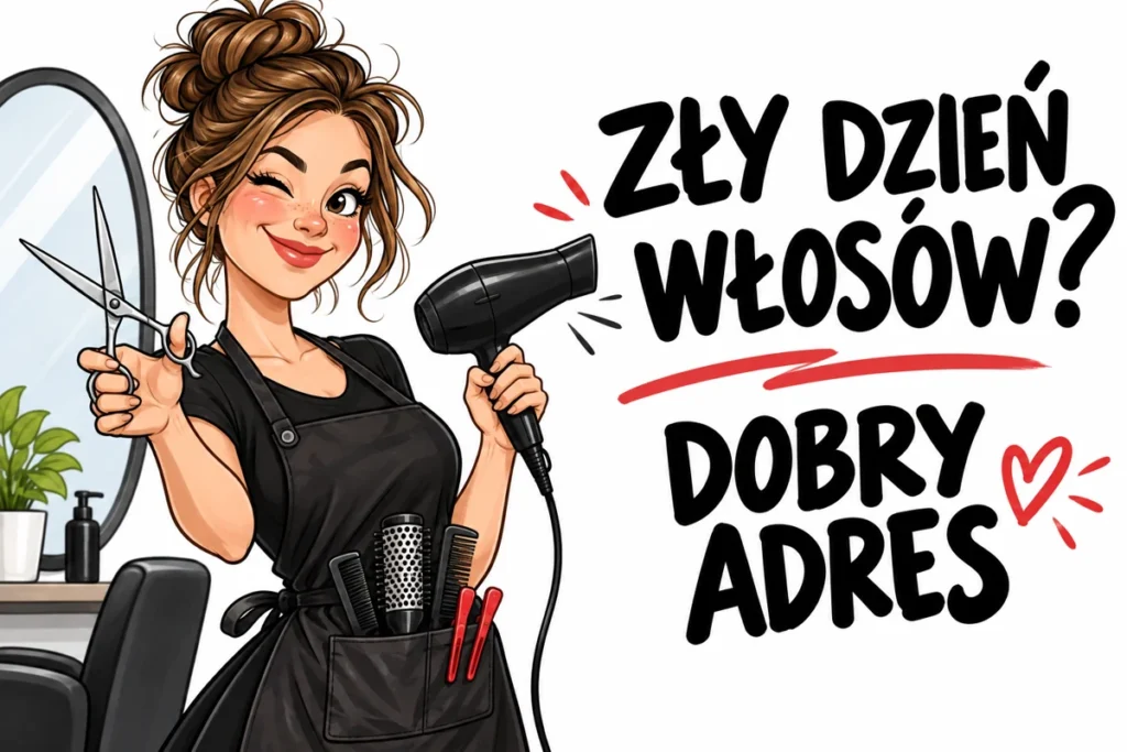 ZŁY DZIEŃ WŁOSÓW? — DOBRY ADRES | tabliczka Bogler 30 × 20 cm