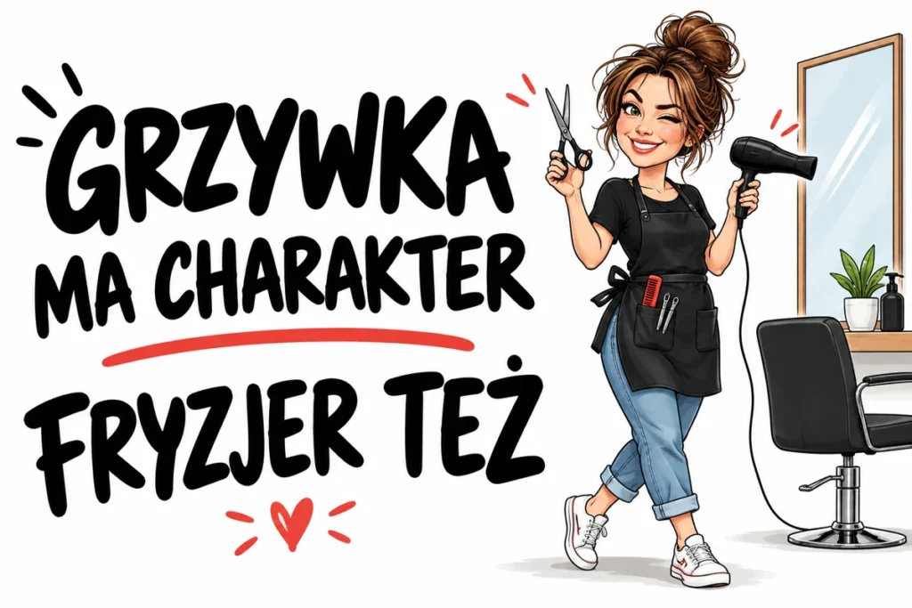 GRZYWKA MA CHARAKTER — FRYZJER TEŻ | tabliczka Bogler 30 × 20 cm