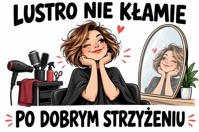 LUSTRO NIE KŁAMIE — PO DOBRYM STRZYŻENIU | tabliczka Bogler 30 × 20 cm