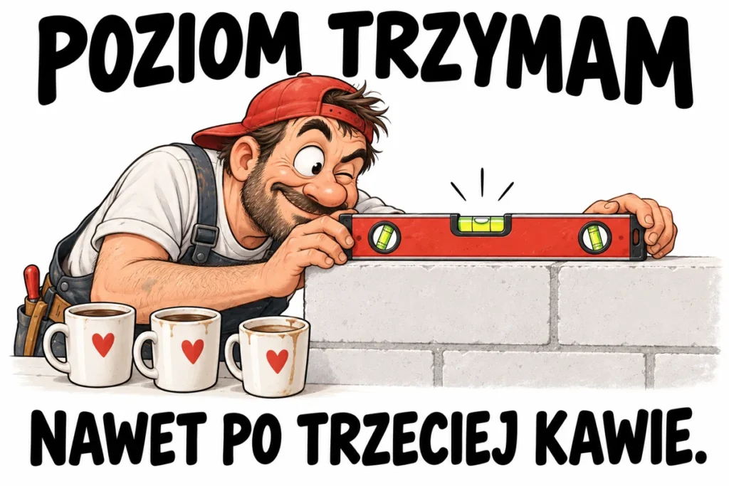 POZIOM TRZYMAM — NAWET PO TRZECIEJ KAWIE. | tabliczka Bogler 30 × 20 cm