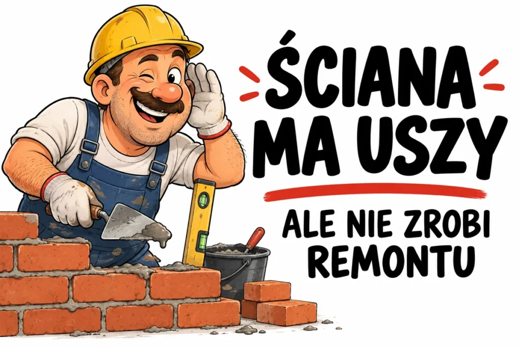 ŚCIANA MA USZY — ALE NIE ZROBI REMONTU | tabliczka Bogler 30 × 20 cm