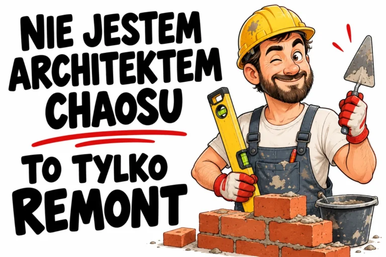 NIE JESTEM ARCHITEKTEM CHAOSU — TO TYLKO REMONT | tabliczka Bogler 30 × 20 cm
