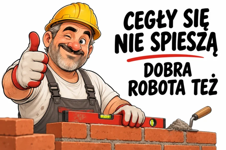 CEGŁY SIĘ NIE SPIESZĄ — DOBRA ROBOTA TEŻ | tabliczka Bogler 30 × 20 cm