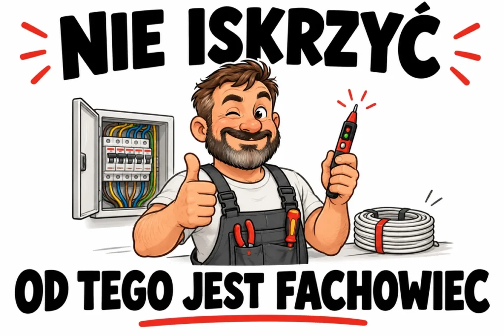 NIE ISKRZYĆ — OD TEGO JEST FACHOWIEC | tabliczka Bogler 30 × 20 cm