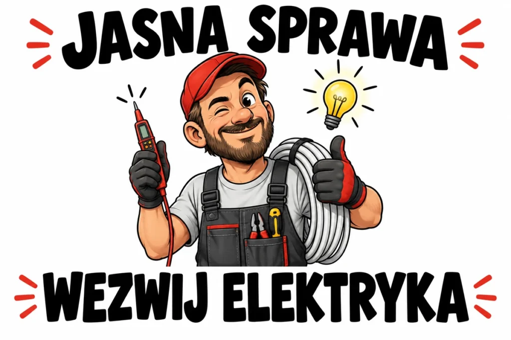 JASNA SPRAWA — WEZWIJ ELEKTRYKA | tabliczka Bogler 30 × 20 cm