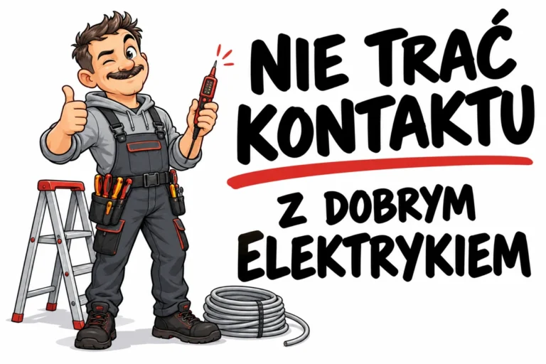 NIE TRAĆ KONTAKTU — Z DOBRYM ELEKTRYKIEM | tabliczka Bogler 30 × 20 cm