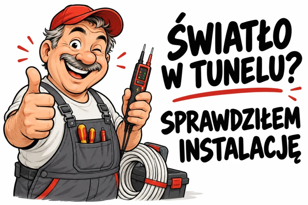 ŚWIATŁO W TUNELU? — SPRAWDZIŁEM INSTALACJĘ | tabliczka Bogler 30 × 20 cm