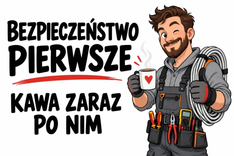 BEZPIECZEŃSTWO PIERWSZE — KAWA ZARAZ PO NIM | tabliczka Bogler 30 × 20 cm