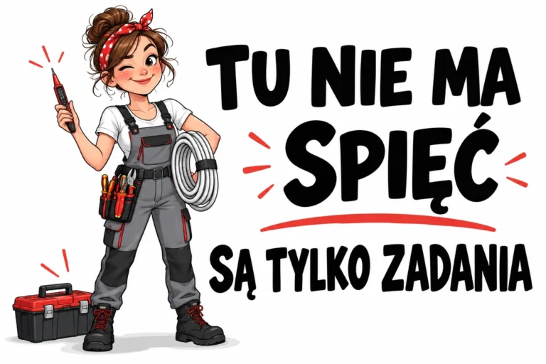 TU NIE MA SPIĘĆ — SĄ TYLKO ZADANIA | tabliczka Bogler 30 × 20 cm