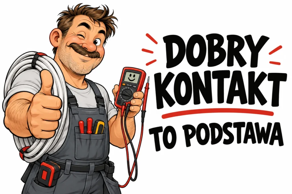 DOBRY KONTAKT — TO PODSTAWA | tabliczka Bogler 30 × 20 cm