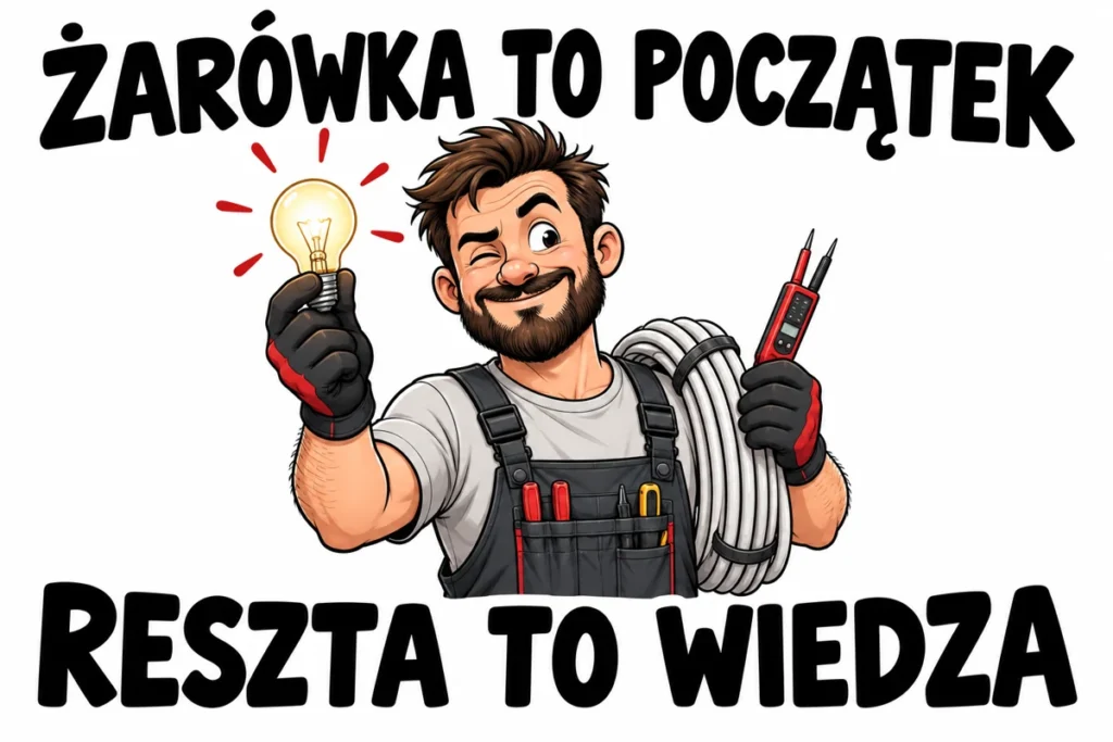ŻARÓWKA TO POCZĄTEK — RESZTA TO WIEDZA | tabliczka Bogler 30 × 20 cm