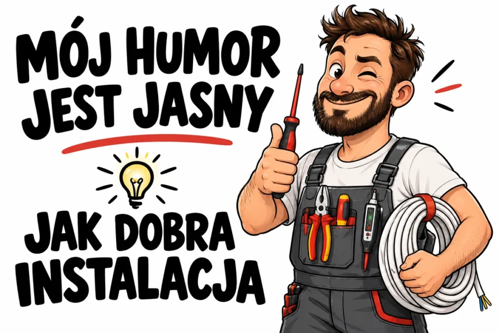 MÓJ HUMOR JEST JASNY — JAK DOBRA INSTALACJA | tabliczka Bogler 30 × 20 cm