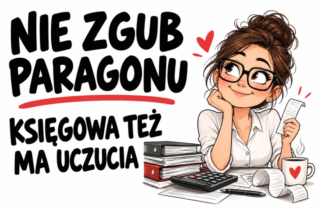 NIE ZGUB PARAGONU — KSIĘGOWA TEŻ MA UCZUCIA | tabliczka Bogler 30 × 20 cm