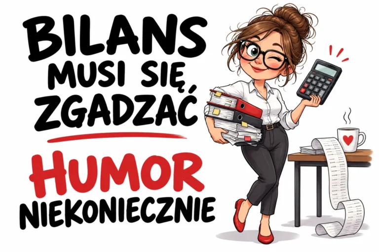 BILANS MUSI SIĘ ZGADZAĆ — HUMOR NIEKONIECZNIE | tabliczka Bogler 30 × 20 cm