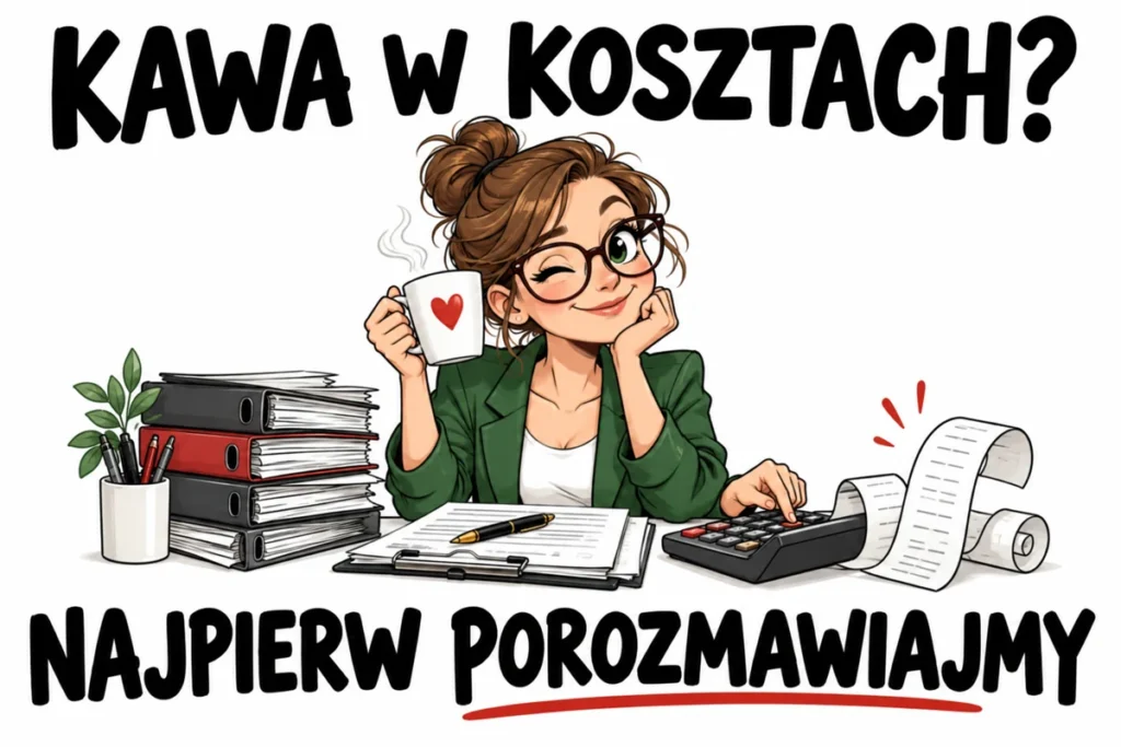 KAWA W KOSZTACH? — NAJPIERW POROZMAWIAJMY | tabliczka Bogler 30 × 20 cm