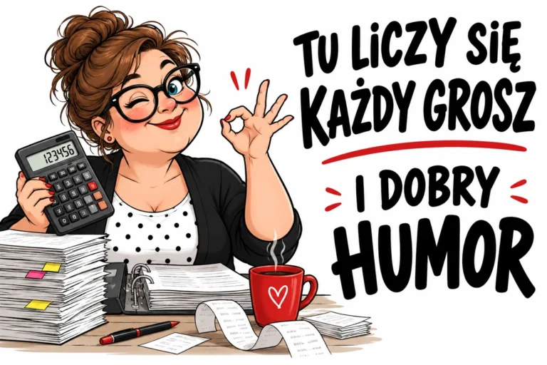 TU LICZY SIĘ KAŻDY GROSZ — I DOBRY HUMOR | tabliczka Bogler 30 × 20 cm