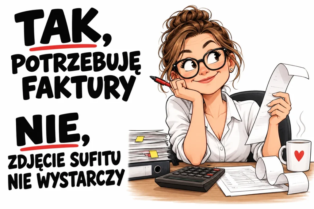 TAK, POTRZEBUJĘ FAKTURY — NIE, ZDJĘCIE SUFITU NIE WYSTARCZY | tabliczka Bogler 30 × 20 cm