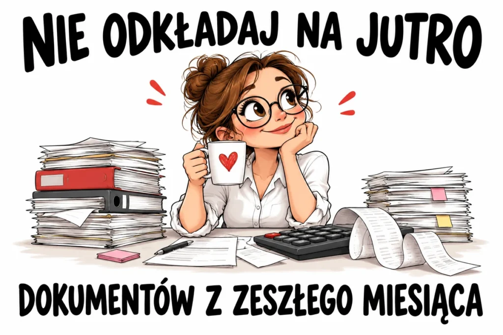 NIE ODKŁADAJ NA JUTRO — DOKUMENTÓW Z ZESZŁEGO MIESIĄCA | tabliczka Bogler 30 × 20 cm