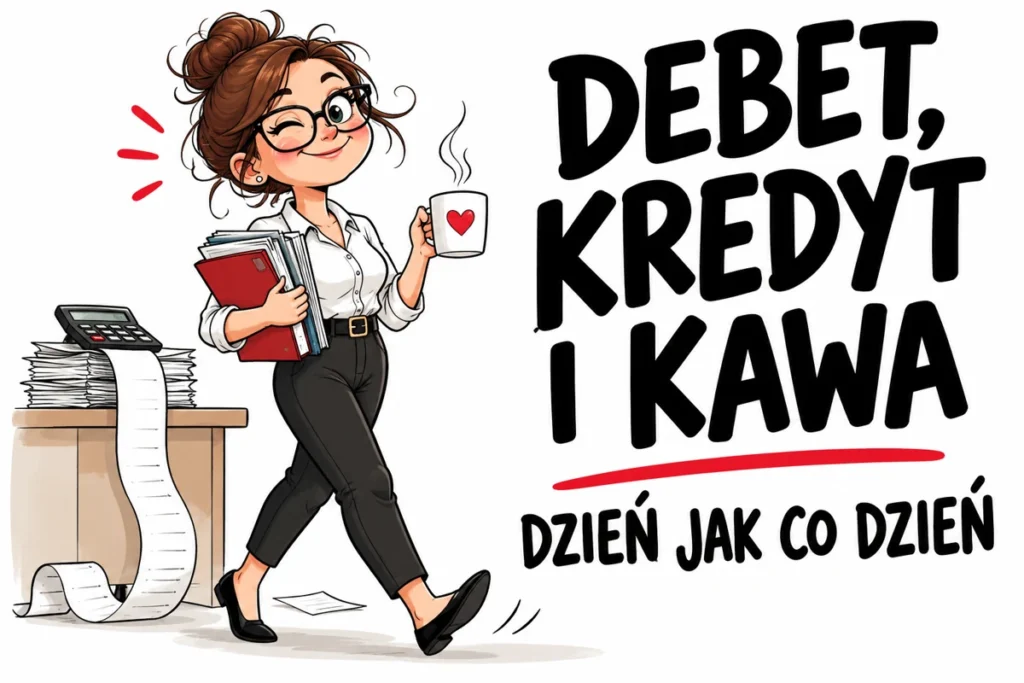 DEBET, KREDYT I KAWA — DZIEŃ JAK CO DZIEŃ | tabliczka Bogler 30 × 20 cm