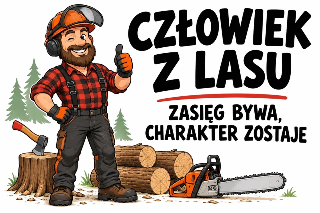 CZŁOWIEK Z LASU — ZASIĘG BYWA, CHARAKTER ZOSTAJE | tabliczka Bogler 30 × 20 cm