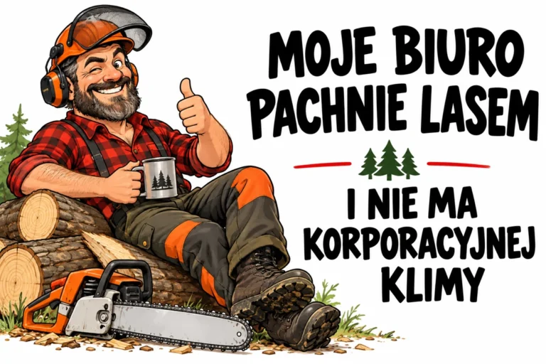 MOJE BIURO PACHNIE LASEM — I NIE MA KORPORACYJNEJ KLIMY | tabliczka Bogler 30 × 20 cm