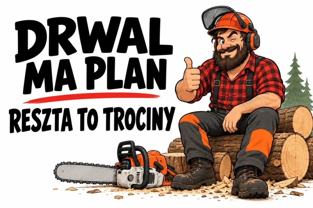 DRWAL MA PLAN — RESZTA TO TROCINY | tabliczka Bogler 30 × 20 cm