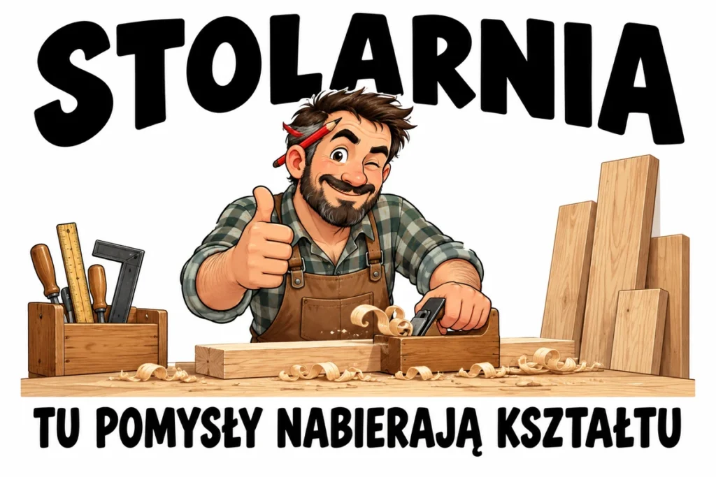 STOLARNIA — TU POMYSŁY NABIERAJĄ KSZTAŁTU | tabliczka Bogler 30 × 20 cm