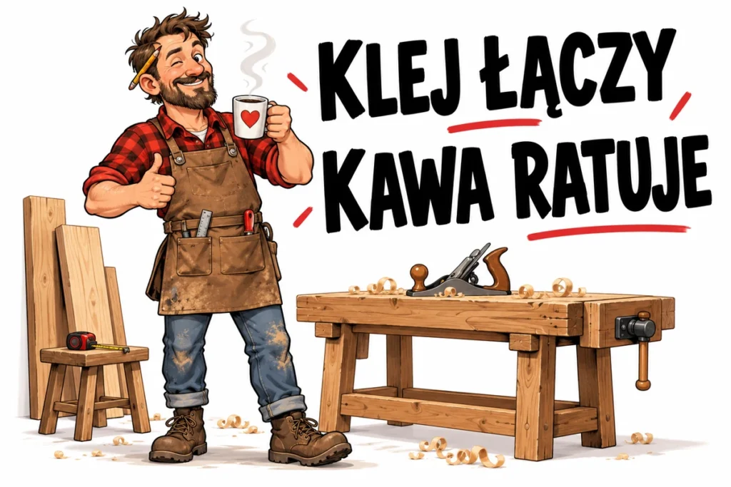 KLEJ ŁĄCZY — KAWA RATUJE | tabliczka Bogler 30 × 20 cm
