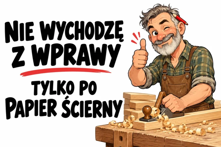 NIE WYCHODZĘ Z WPRAWY — TYLKO PO PAPIER ŚCIERNY | tabliczka Bogler 30 × 20 cm