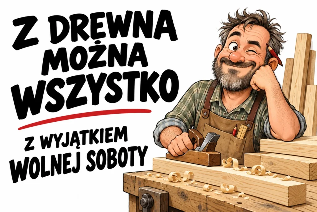 Z DREWNA MOŻNA WSZYSTKO — Z WYJĄTKIEM WOLNEJ SOBOTY | tabliczka Bogler 30 × 20 cm