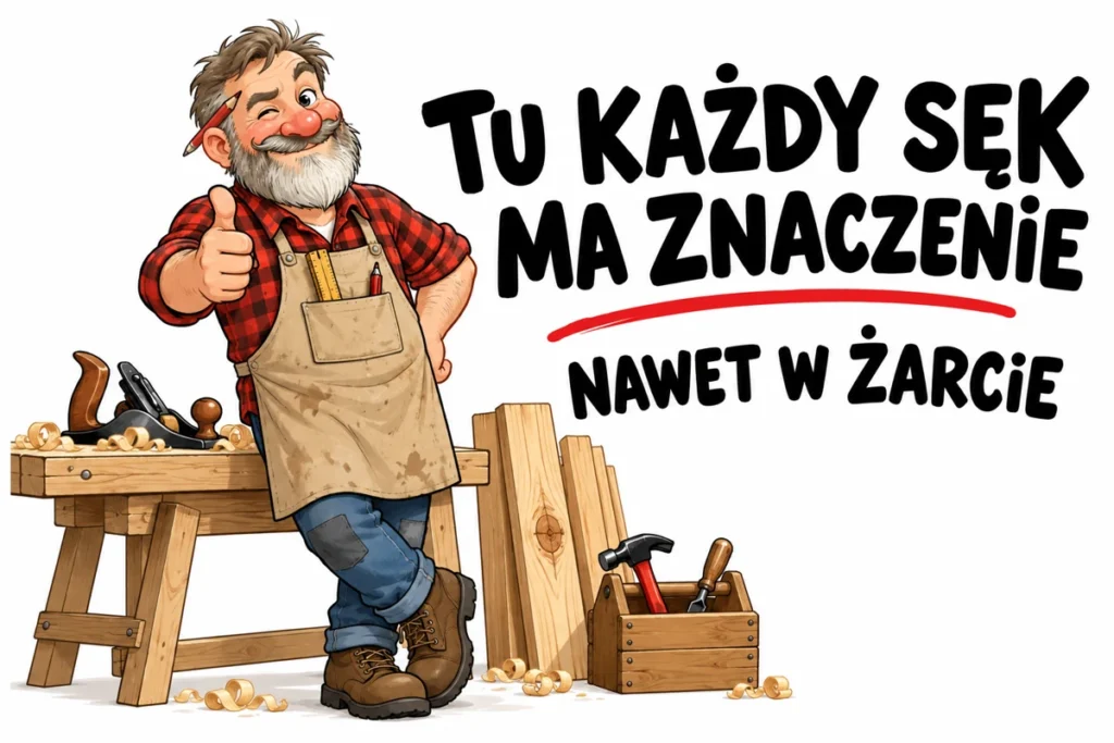 TU KAŻDY SĘK MA ZNACZENIE — NAWET W ŻARCIE | tabliczka Bogler 30 × 20 cm