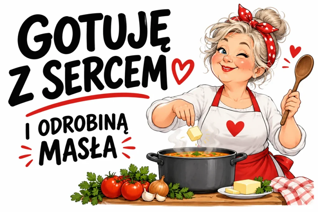 GOTUJĘ Z SERCEM — I ODROBINĄ MASŁA | tabliczka Bogler 30 × 20 cm