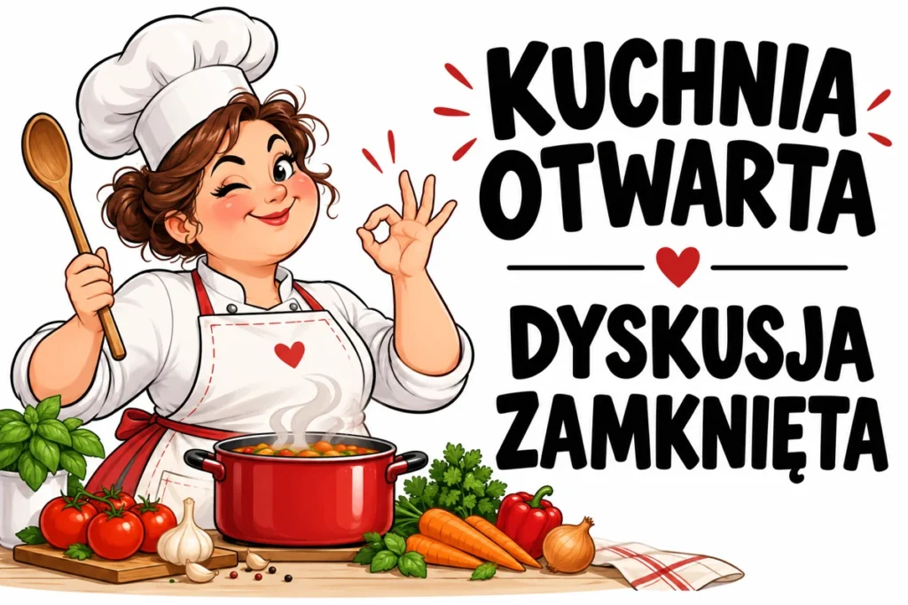 KUCHNIA OTWARTA — DYSKUSJA ZAMKNIĘTA | tabliczka Bogler 30 × 20 cm