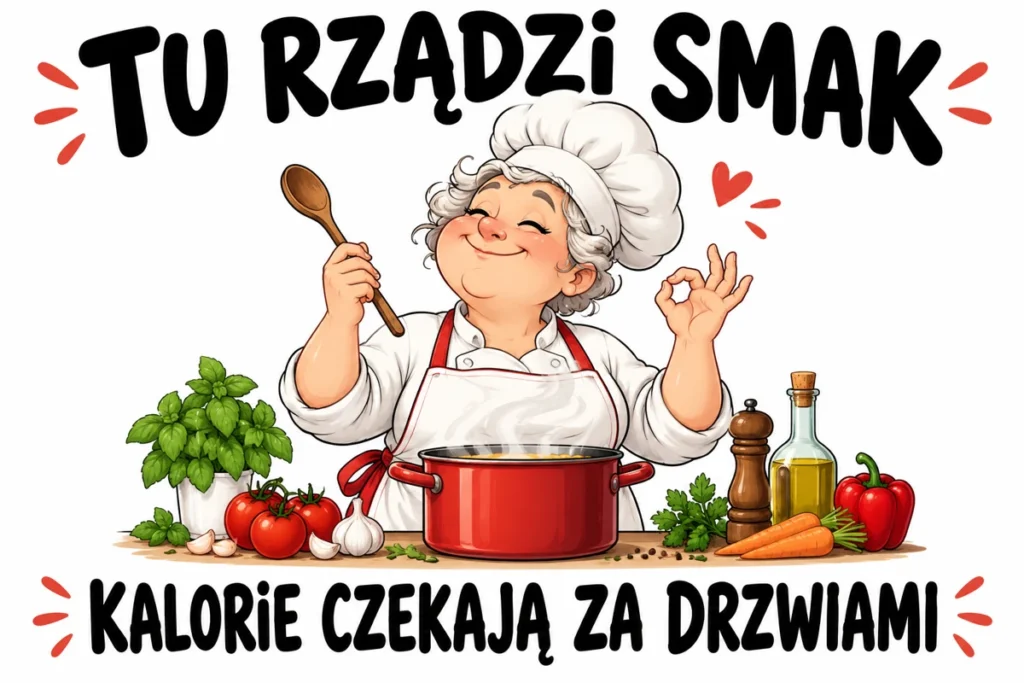 TU RZĄDZI SMAK — KALORIE CZEKAJĄ ZA DRZWIAMI | tabliczka Bogler 30 × 20 cm
