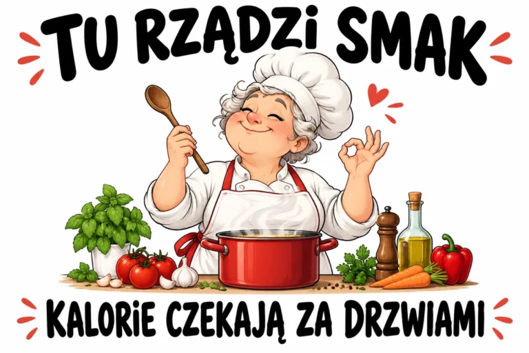 TU RZĄDZI SMAK — KALORIE CZEKAJĄ ZA DRZWIAMI | tabliczka Bogler 30 × 20 cm