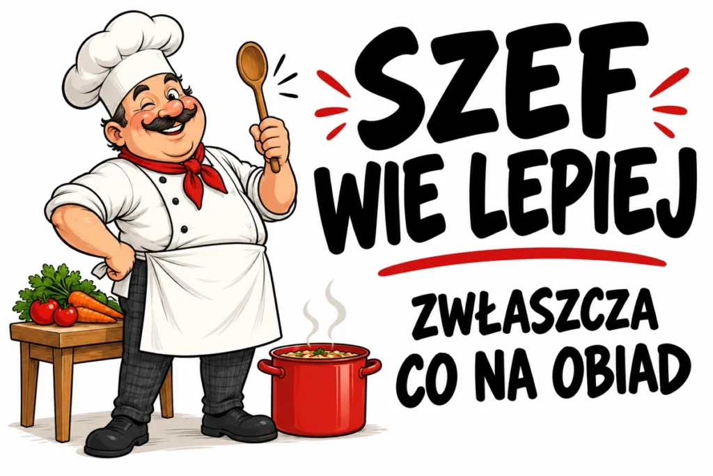 SZEF WIE LEPIEJ — ZWŁASZCZA CO NA OBIAD | tabliczka Bogler 30 × 20 cm