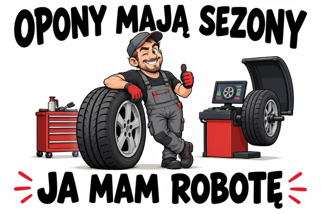 OPONY MAJĄ SEZONY — JA MAM ROBOTĘ | tabliczka Bogler 30 × 20 cm