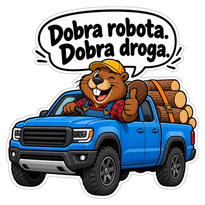 Dobra robota. Dobra droga. — ilustracja na auto