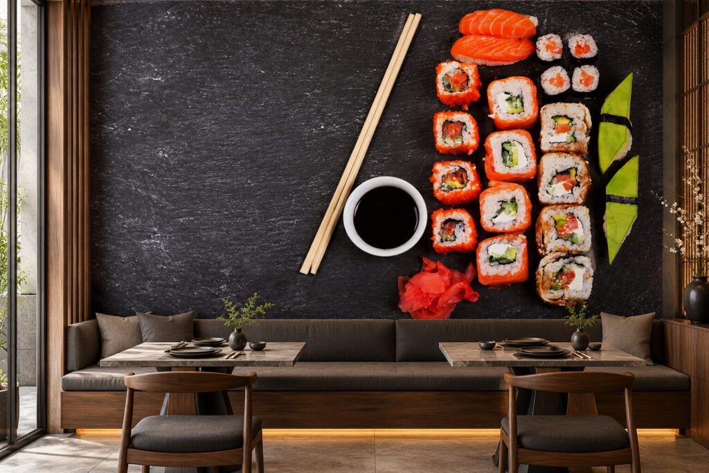 Fototapeta Sushi Smaki — przykładowa aranżacja wnętrza