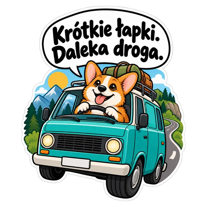 Krótkie łapki. Daleka droga. — ilustracja na auto